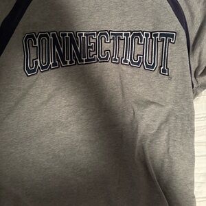 UCONN Grey 'Connecticut' embroidered long sleeve   Jersey Top